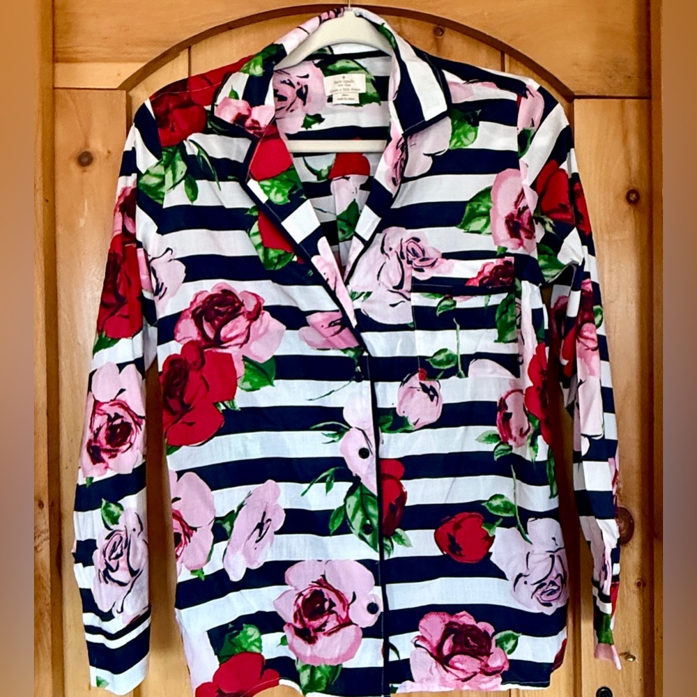 Kate Spade Floral Striped Pajama Top